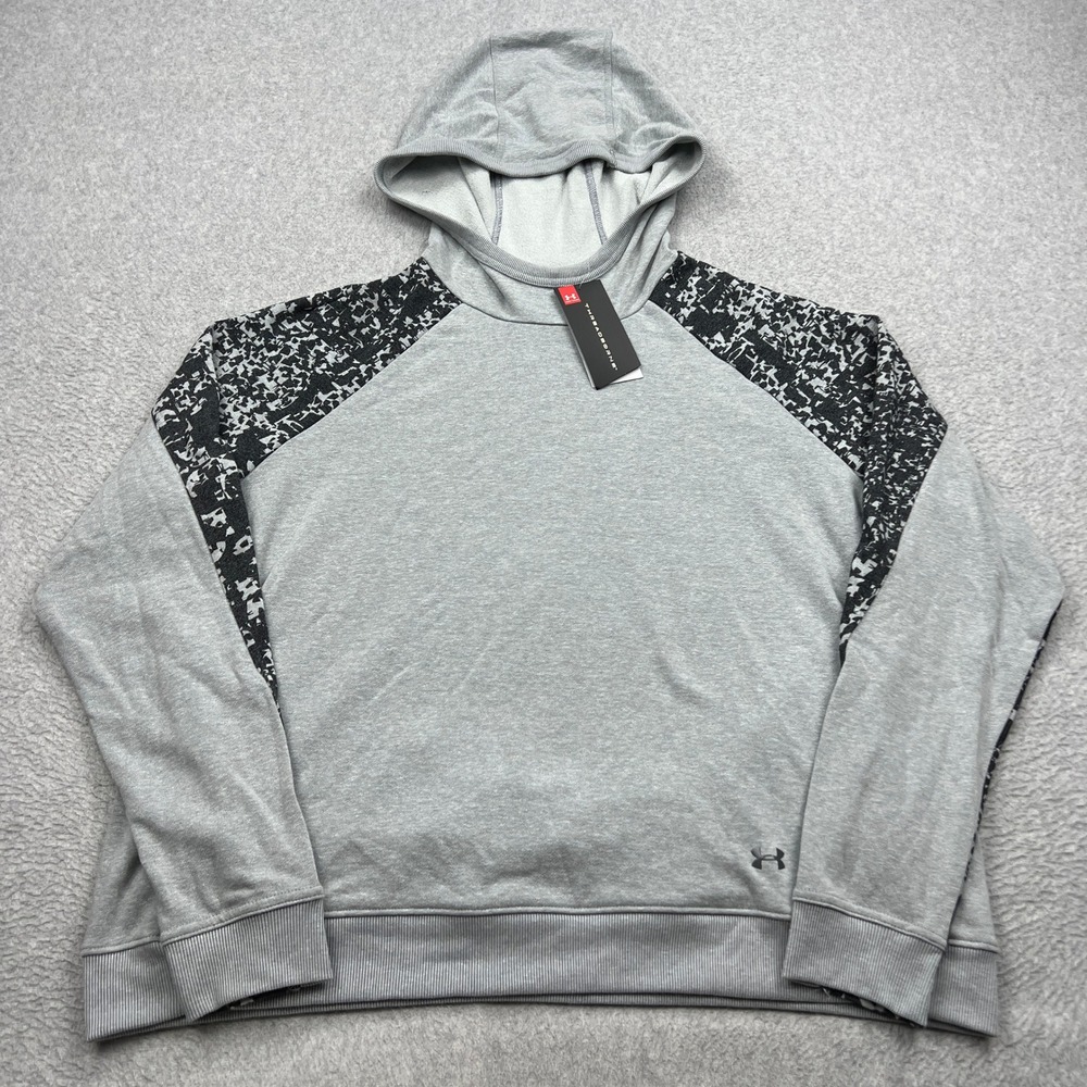 NEW Under Armour Microthread Terry Hoodie Womens XXL Gray Threadborne Sweatshirt